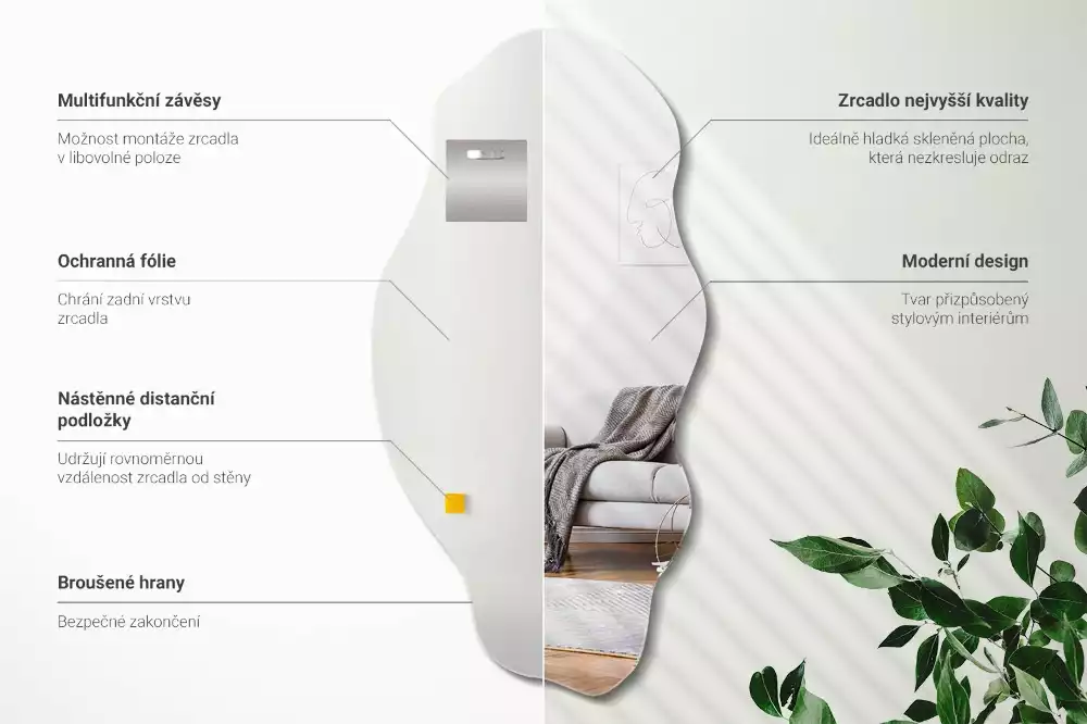 Espejo irregular pared decoración original