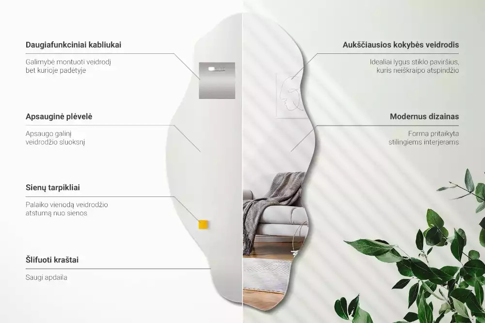 Espejo irregular pared decoración original