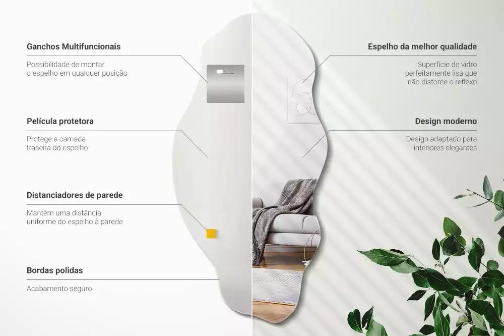 Espejo irregular pared decoración original