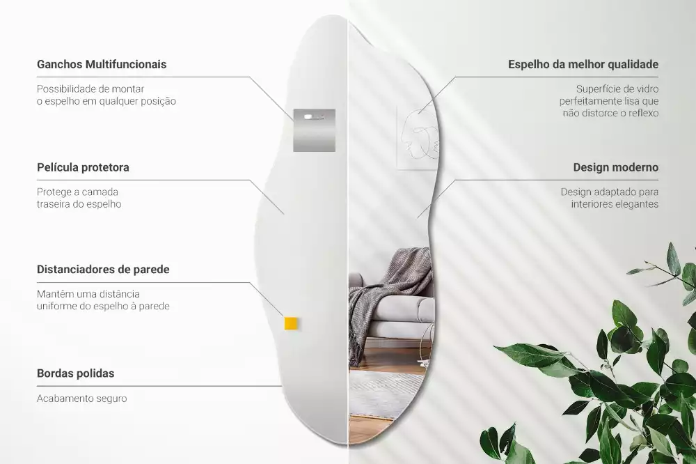 Espejo organico accesorio llamativo