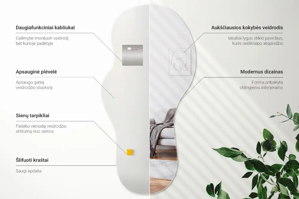 Espejo decorativo de diseño orgánico para colgar