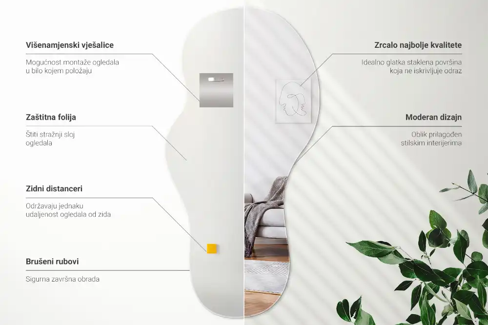 Espejo decorativo de diseño orgánico para colgar