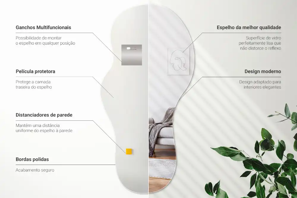 Espejo decorativo de diseño orgánico para colgar