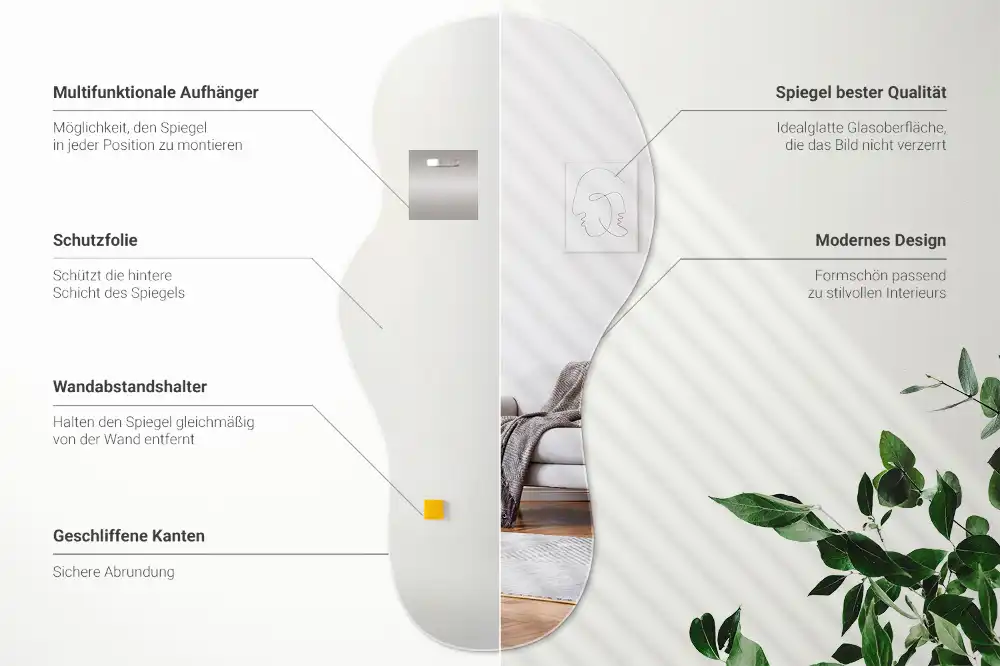 Espejo decorativo de diseño orgánico para colgar