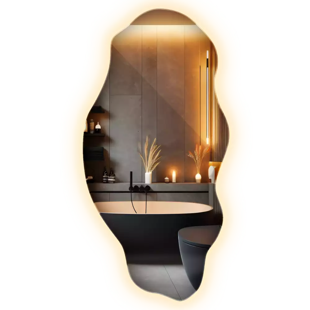 Espejo irregular con foco LED