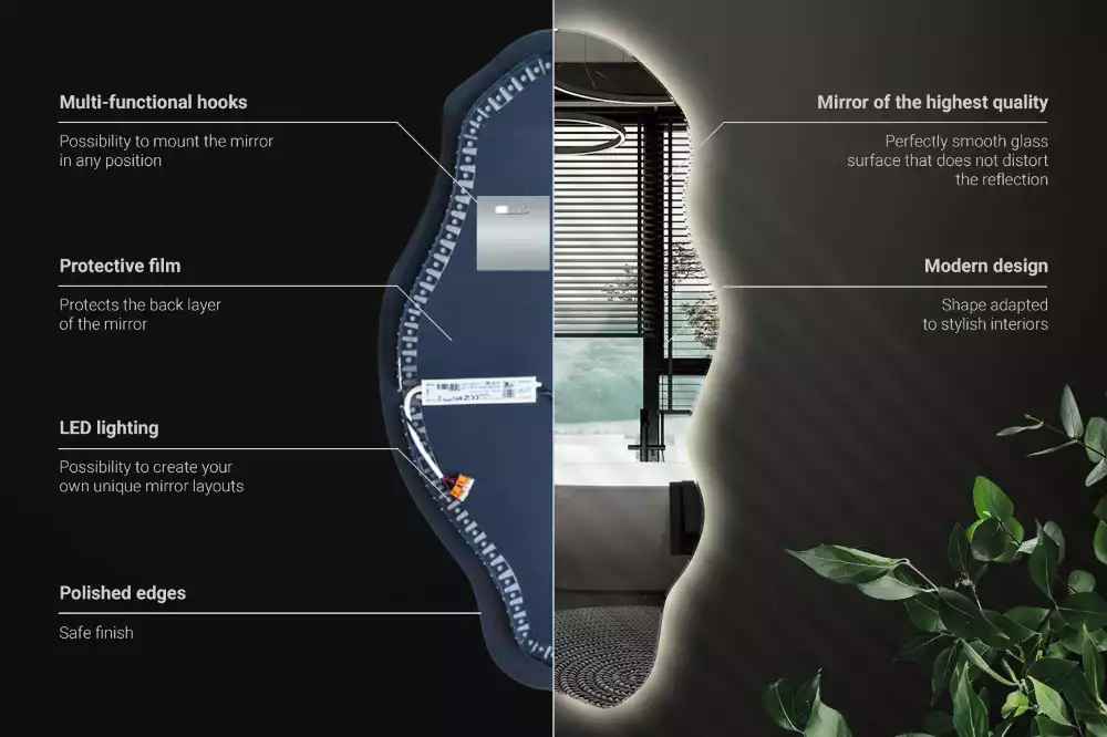 Espejo irregular con foco LED