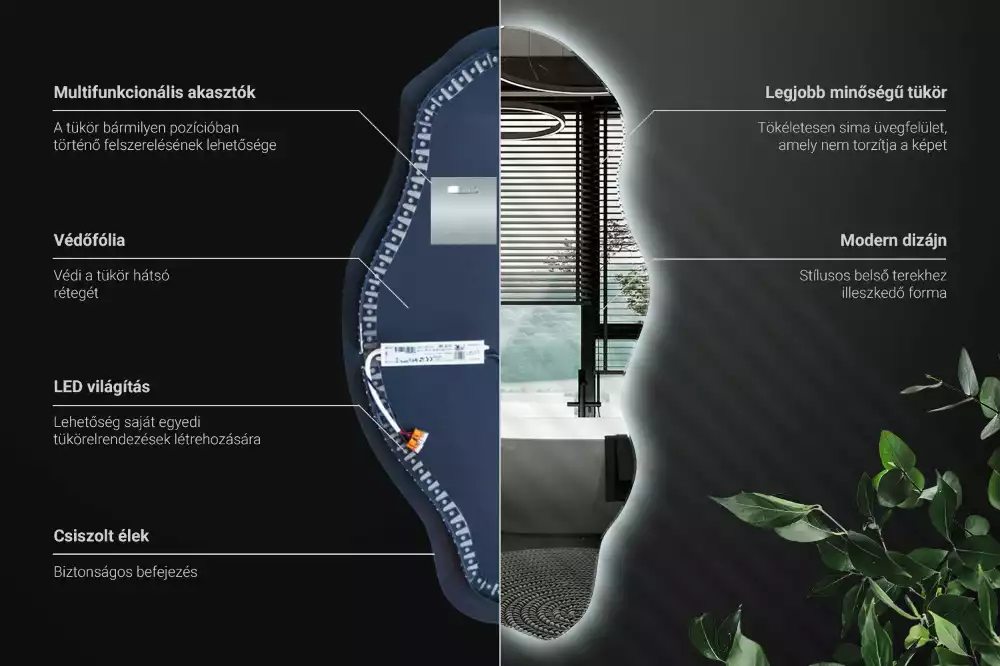 Espejo irregular con foco LED