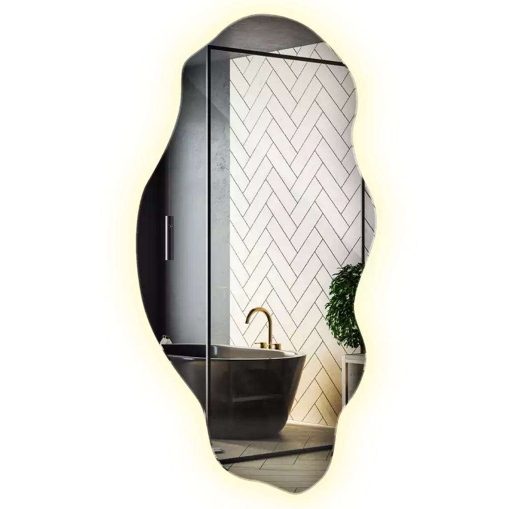Espejo irregular con foco LED