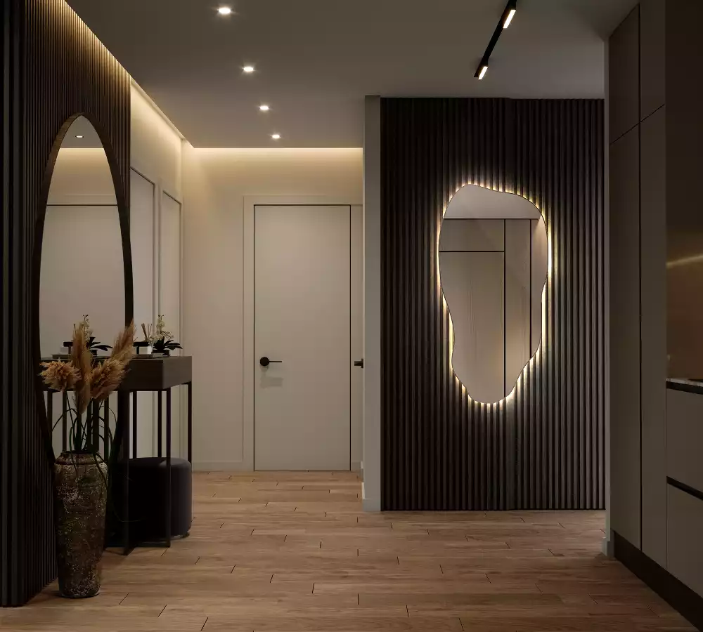 Espejo organico con luz led elegante