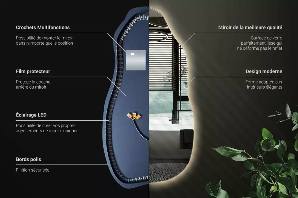 Espejo organico con luz led elegante