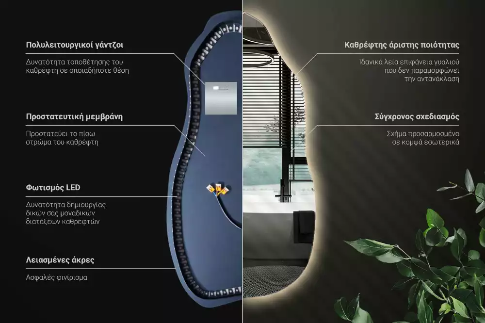 Espejo organico con luz led elegante