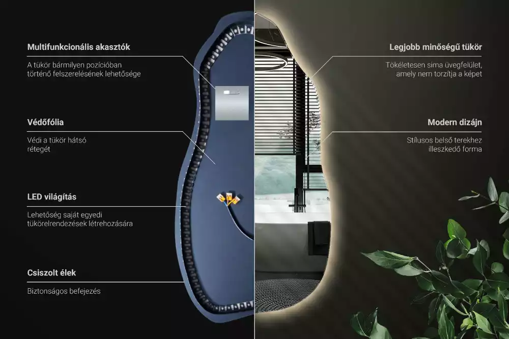 Espejo organico con luz led elegante