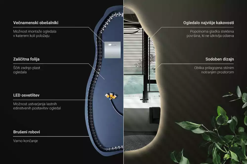 Espejo organico con luz led elegante