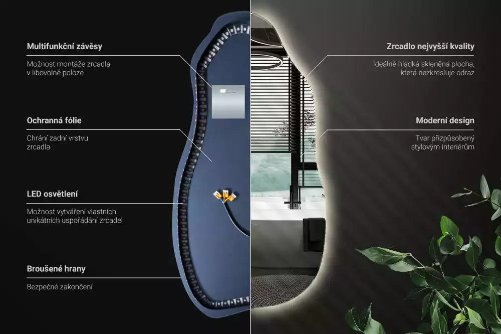 Espejo organico con luz led elegante
