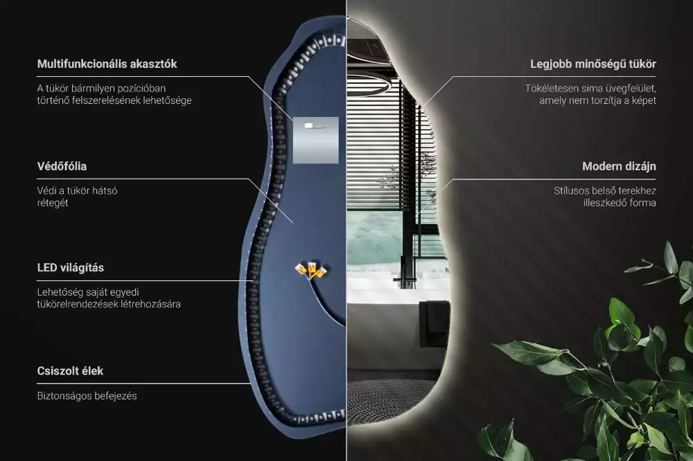 Espejo organico con luz led elegante