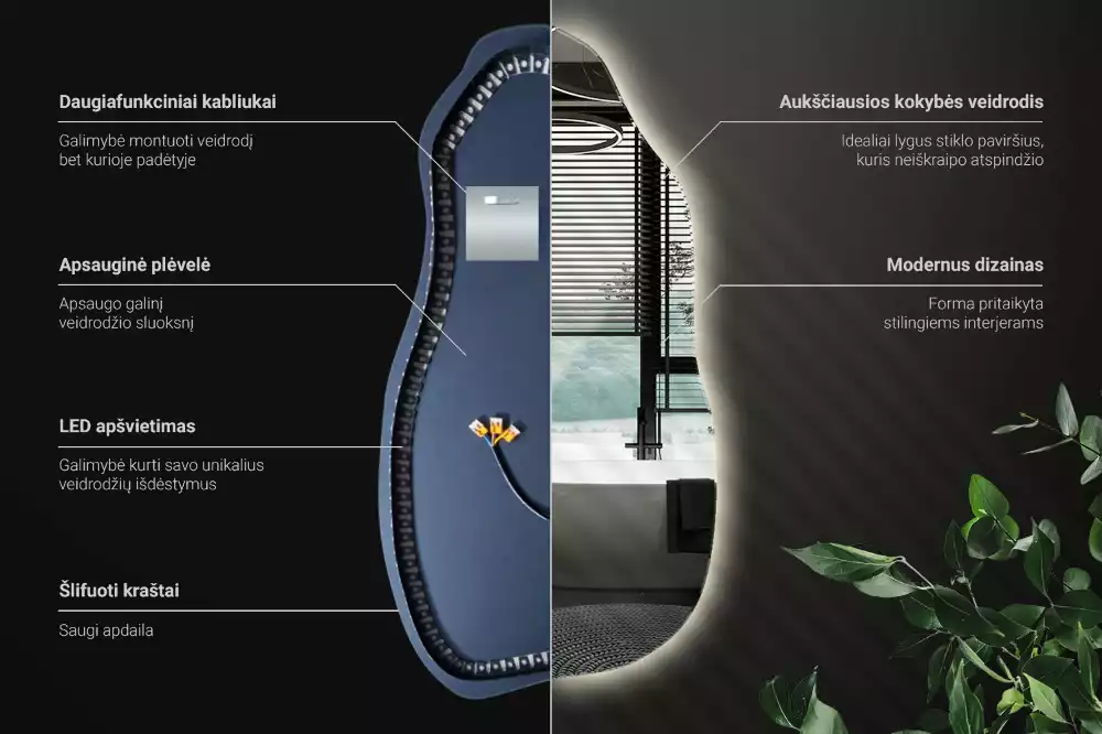 Espejo organico con luz led elegante