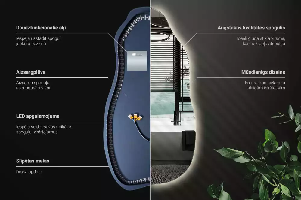 Espejo organico con luz led elegante
