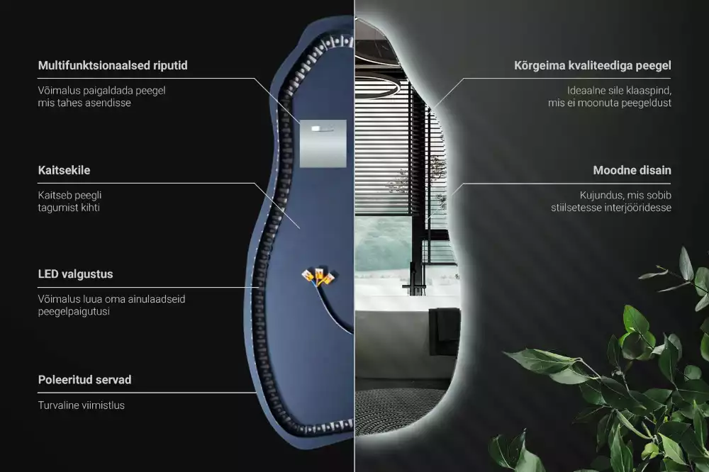 Espejo organico con luz led elegante