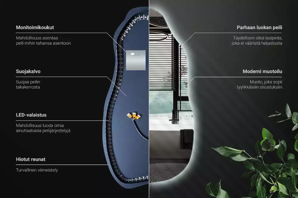 Espejo organico con luz led elegante