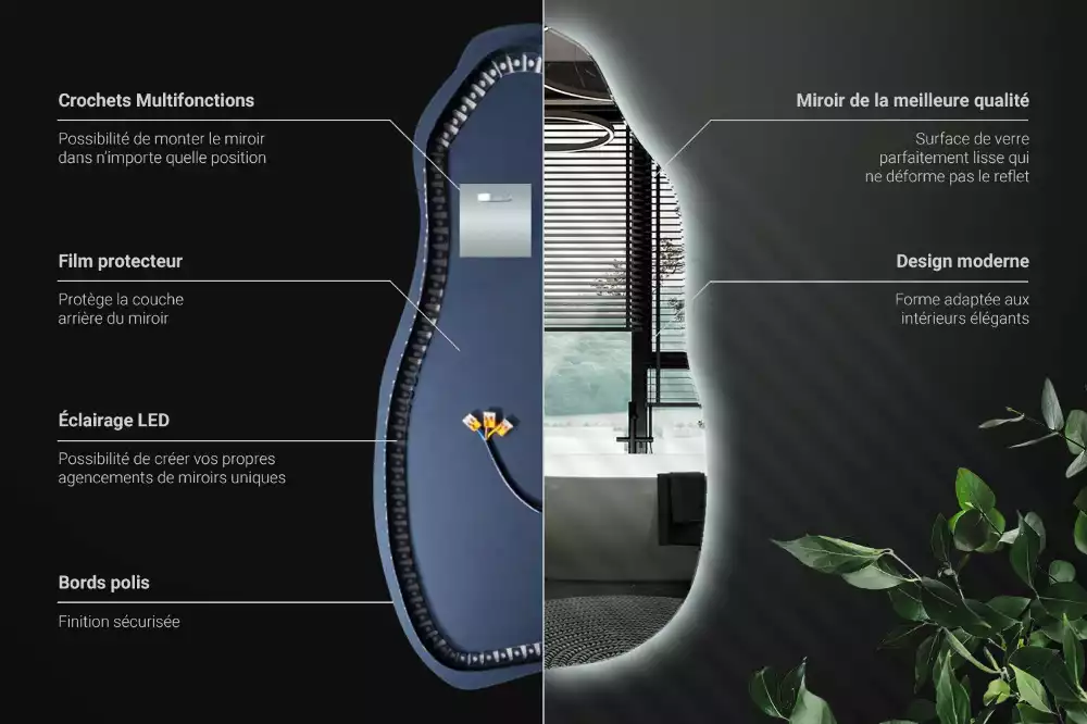 Espejo organico con luz led elegante