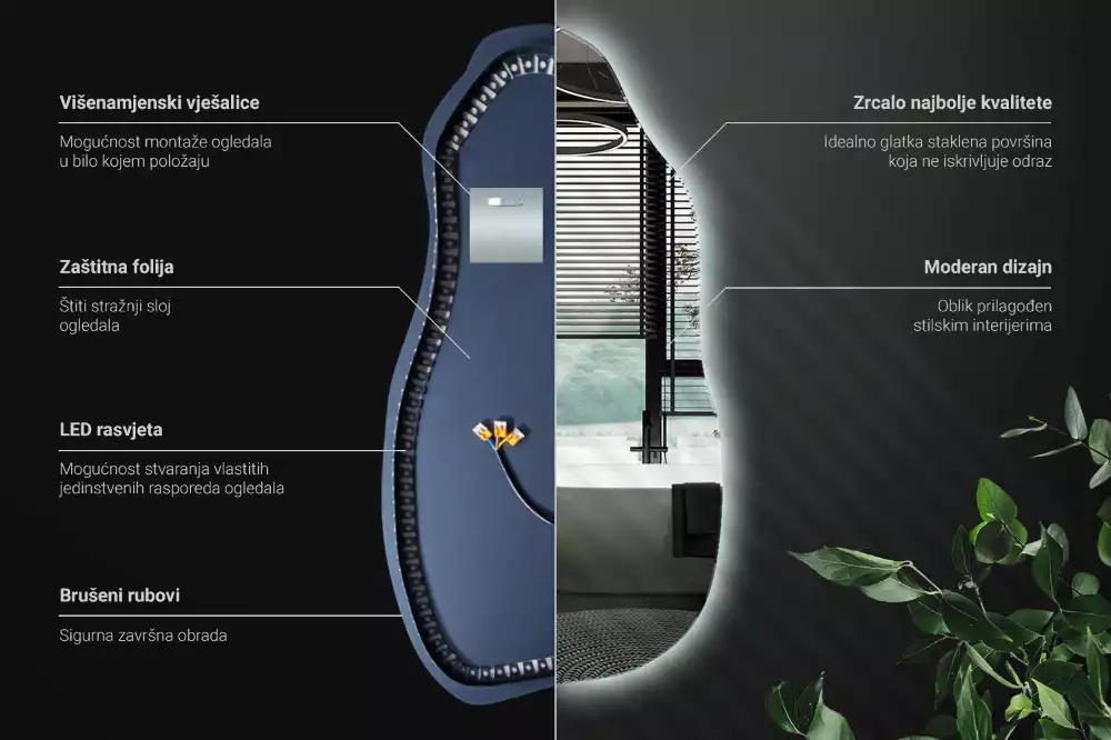 Espejo organico con luz led elegante