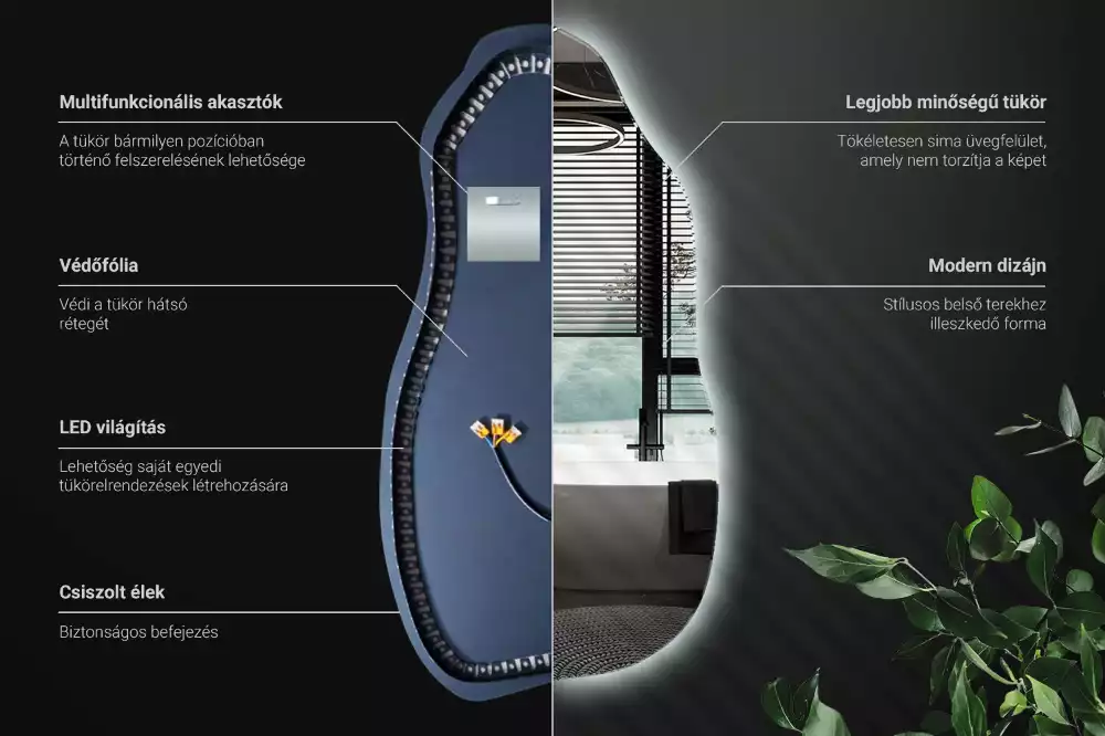 Espejo organico con luz led elegante