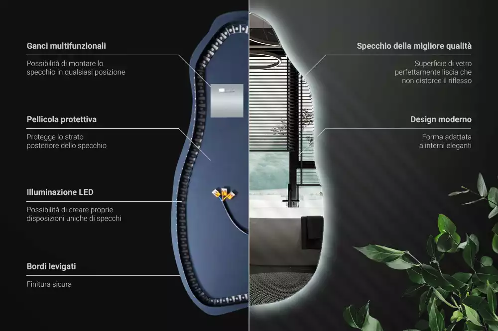 Espejo organico con luz led elegante