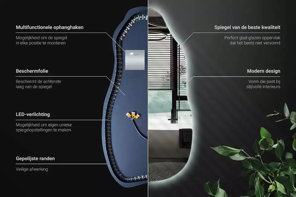 Espejo organico con luz led elegante