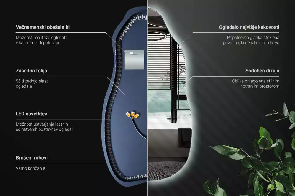 Espejo organico con luz led elegante