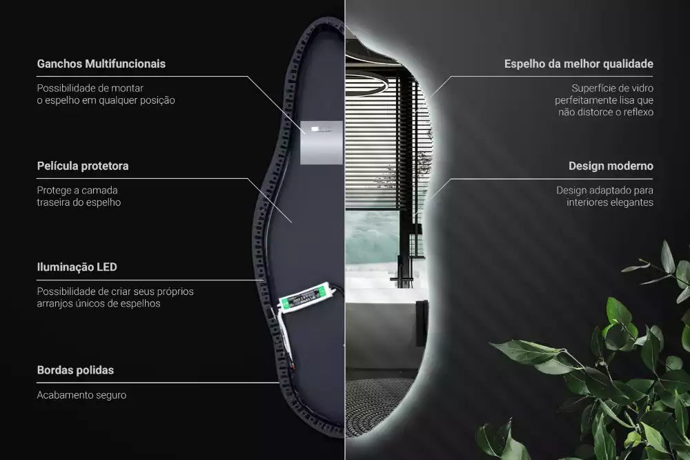 Espejo elegante con luz