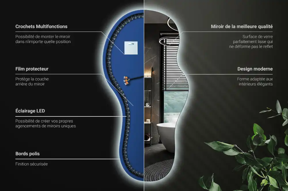 Espejo de pared con iluminación LED y diseño original elegante