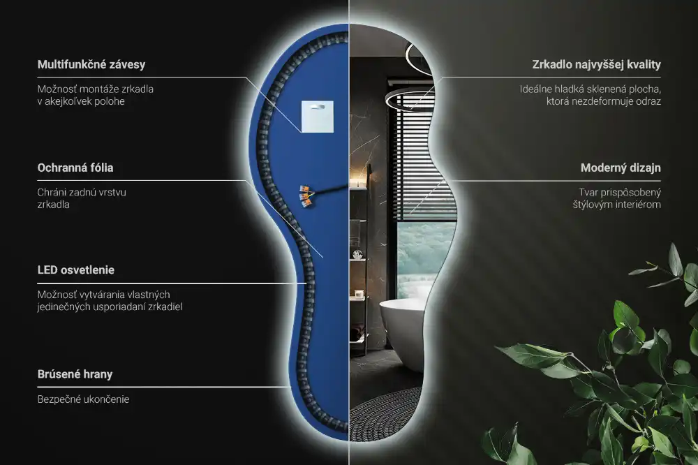 Espejo de pared con iluminación LED y diseño original elegante