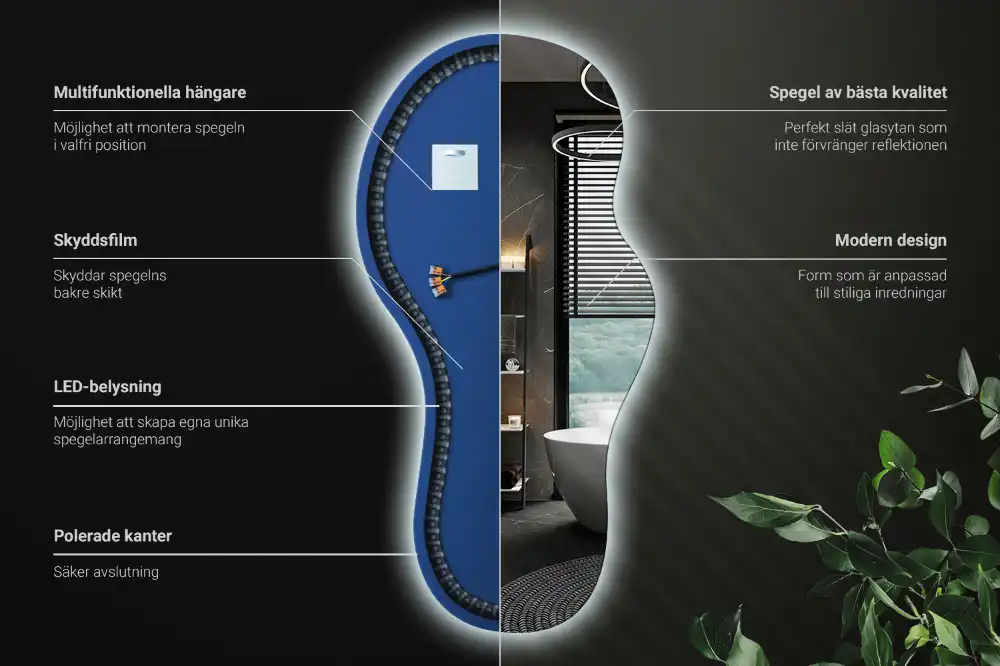 Espejo de pared con iluminación LED y diseño original elegante