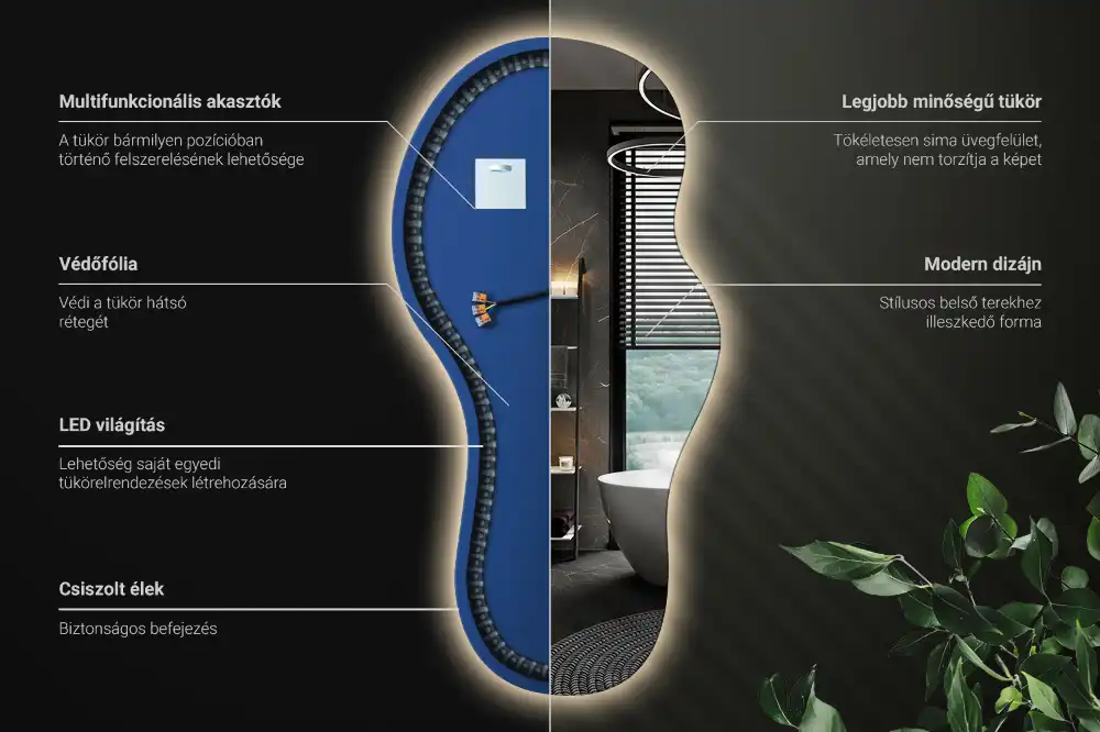 Espejo de pared con iluminación LED y diseño original elegante