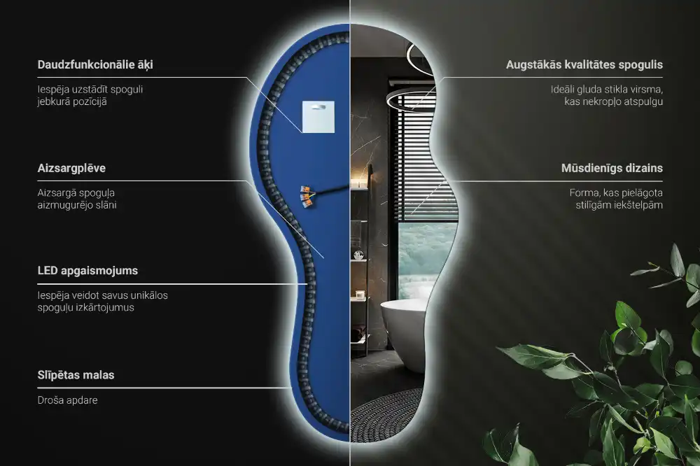 Espejo de pared con iluminación LED y diseño original elegante