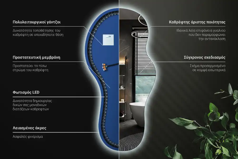 Espejo de pared con iluminación LED y diseño original elegante