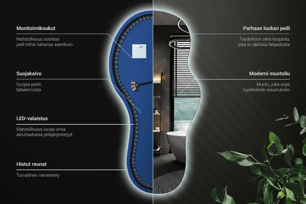 Espejo de pared con iluminación LED y diseño original elegante