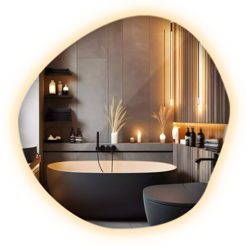 Espejo con forma original led de pared