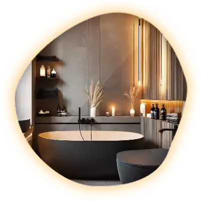 Espejo con forma original led de pared