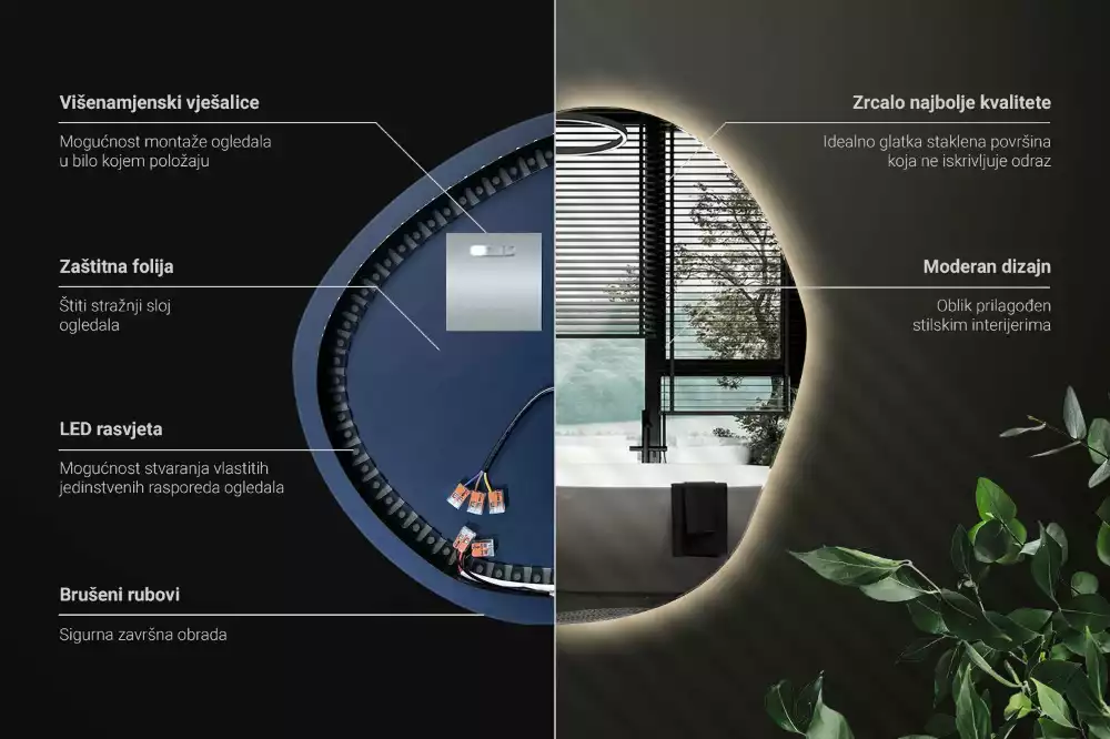 Espejo con forma original led de pared