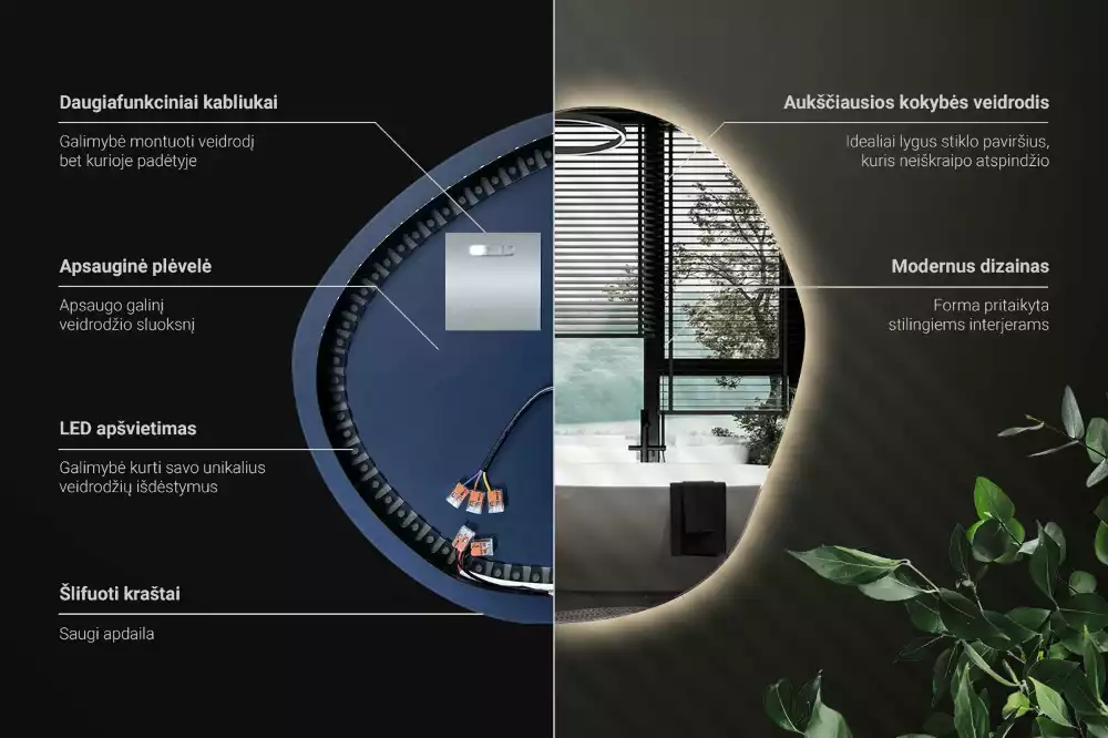 Espejo con forma original led de pared