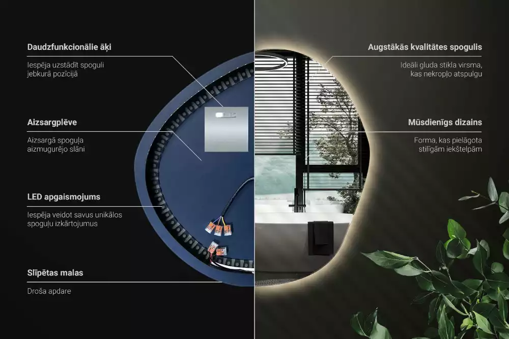 Espejo con forma original led de pared