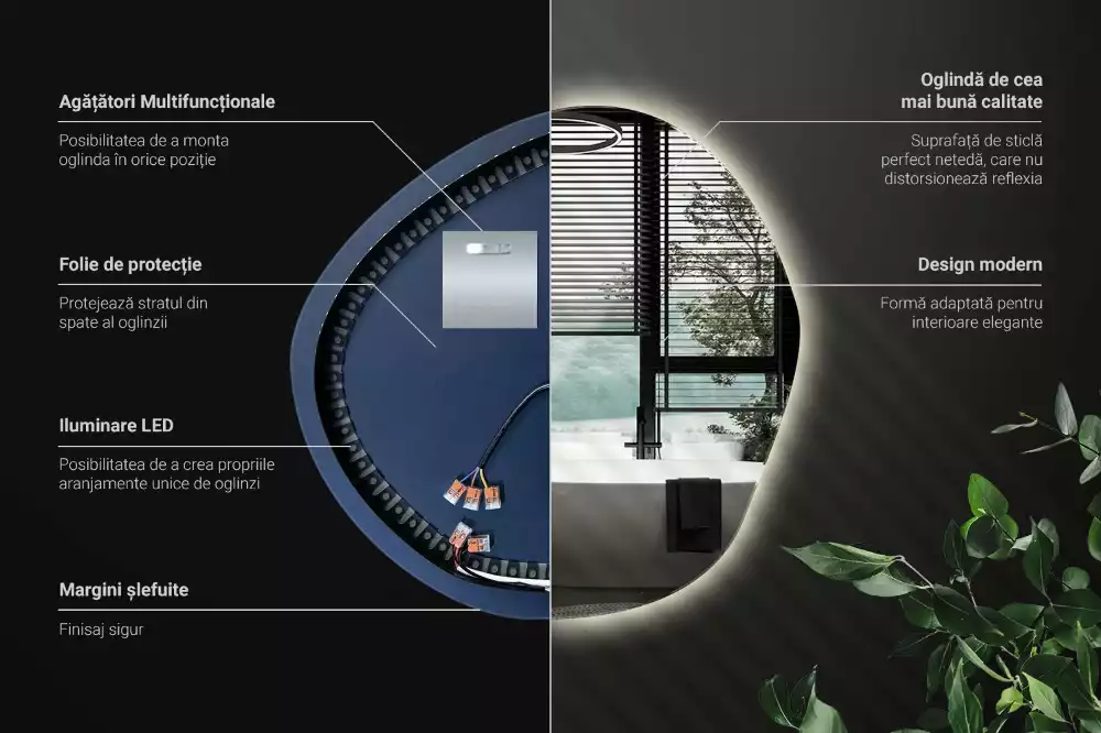 Espejo con forma original led de pared