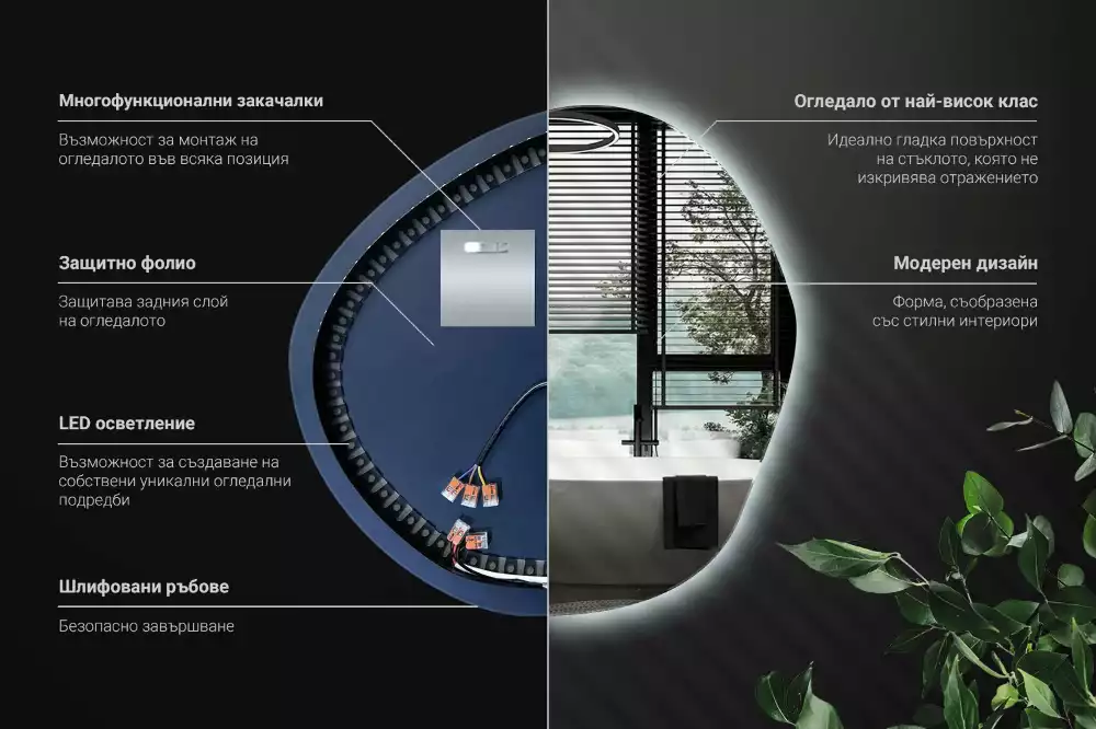 Espejo con forma original led de pared