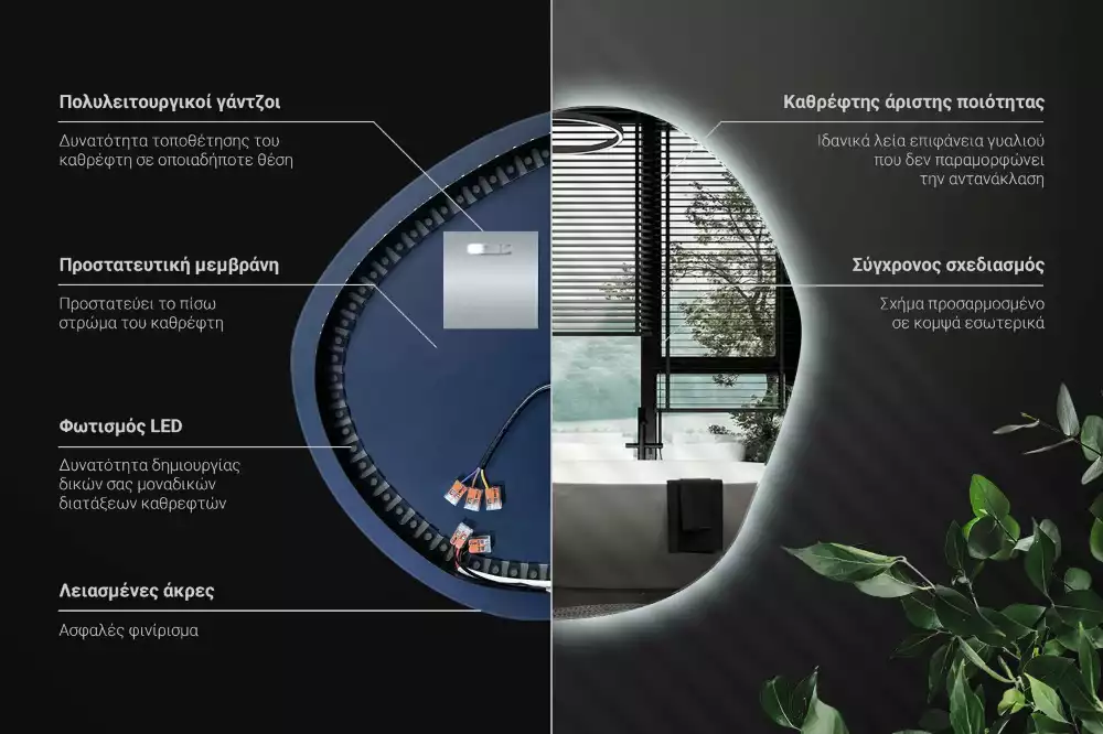 Espejo con forma original led de pared