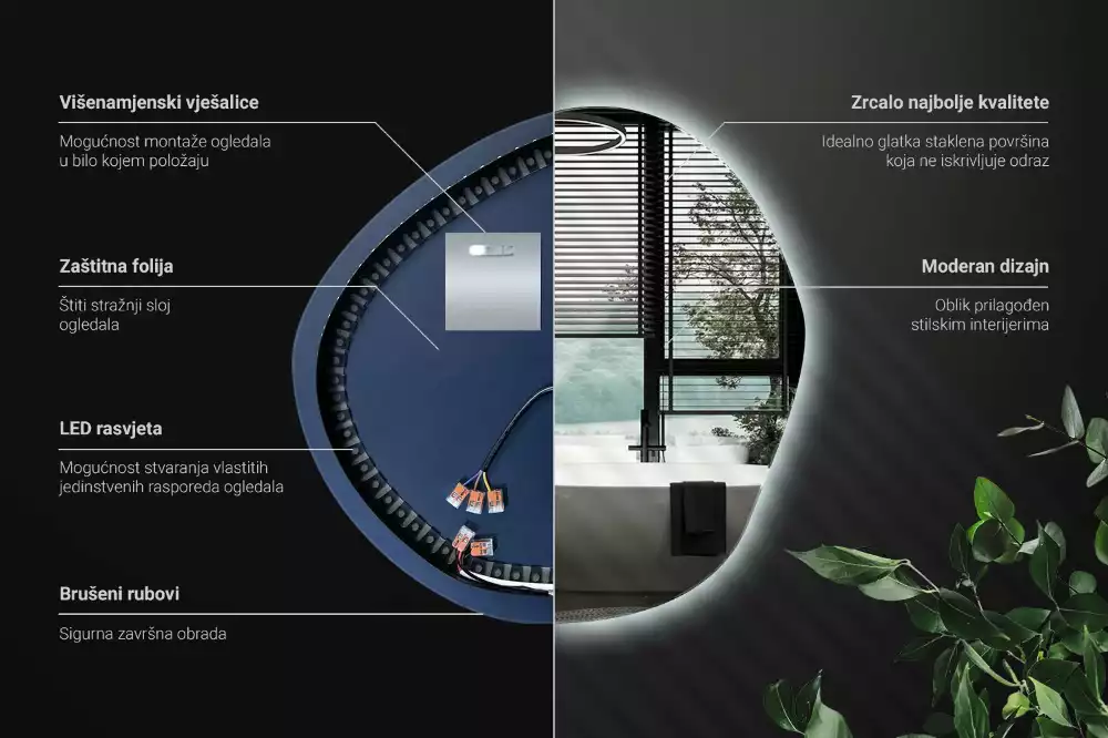 Espejo con forma original led de pared