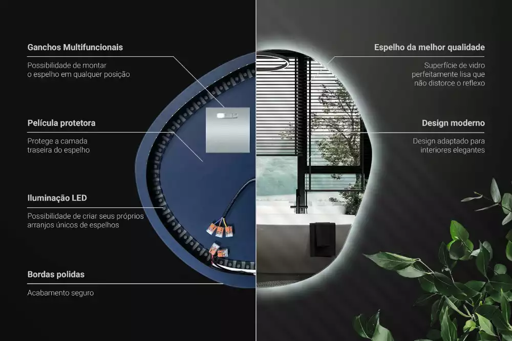 Espejo con forma original led de pared