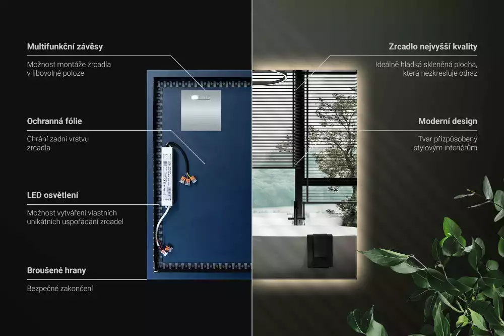 Espejo cuadrado LED moderno