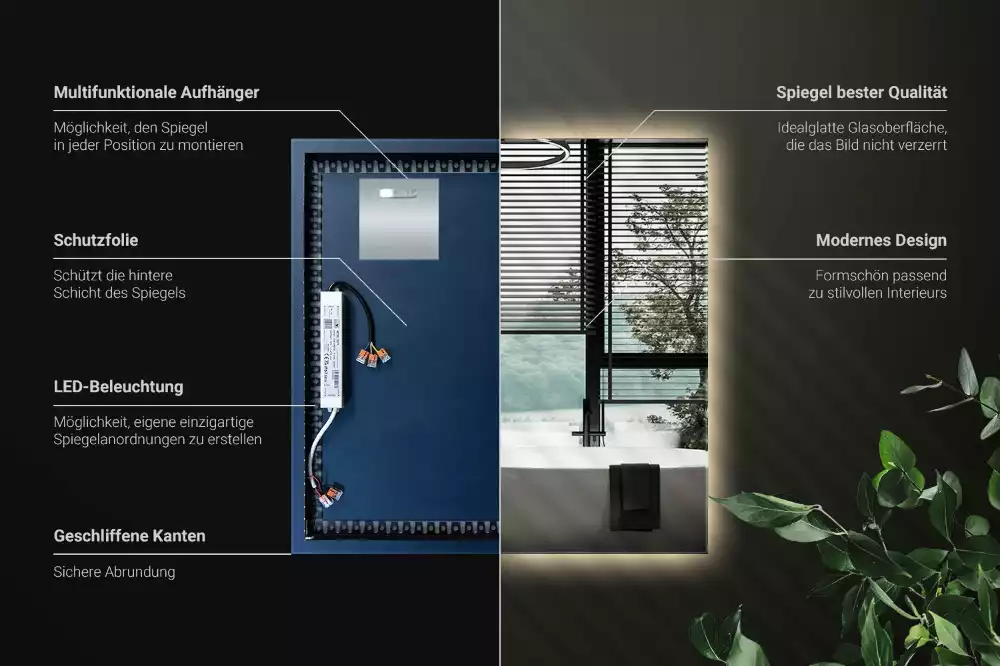 Espejo cuadrado LED moderno