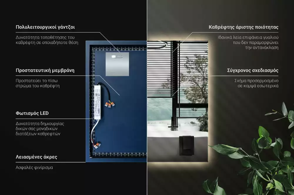 Espejo cuadrado LED moderno